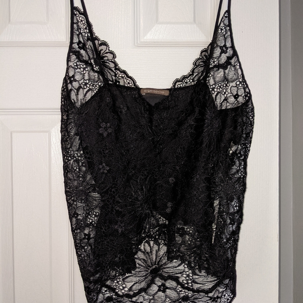 Argentovivo black lace/silk cami 46/M/L